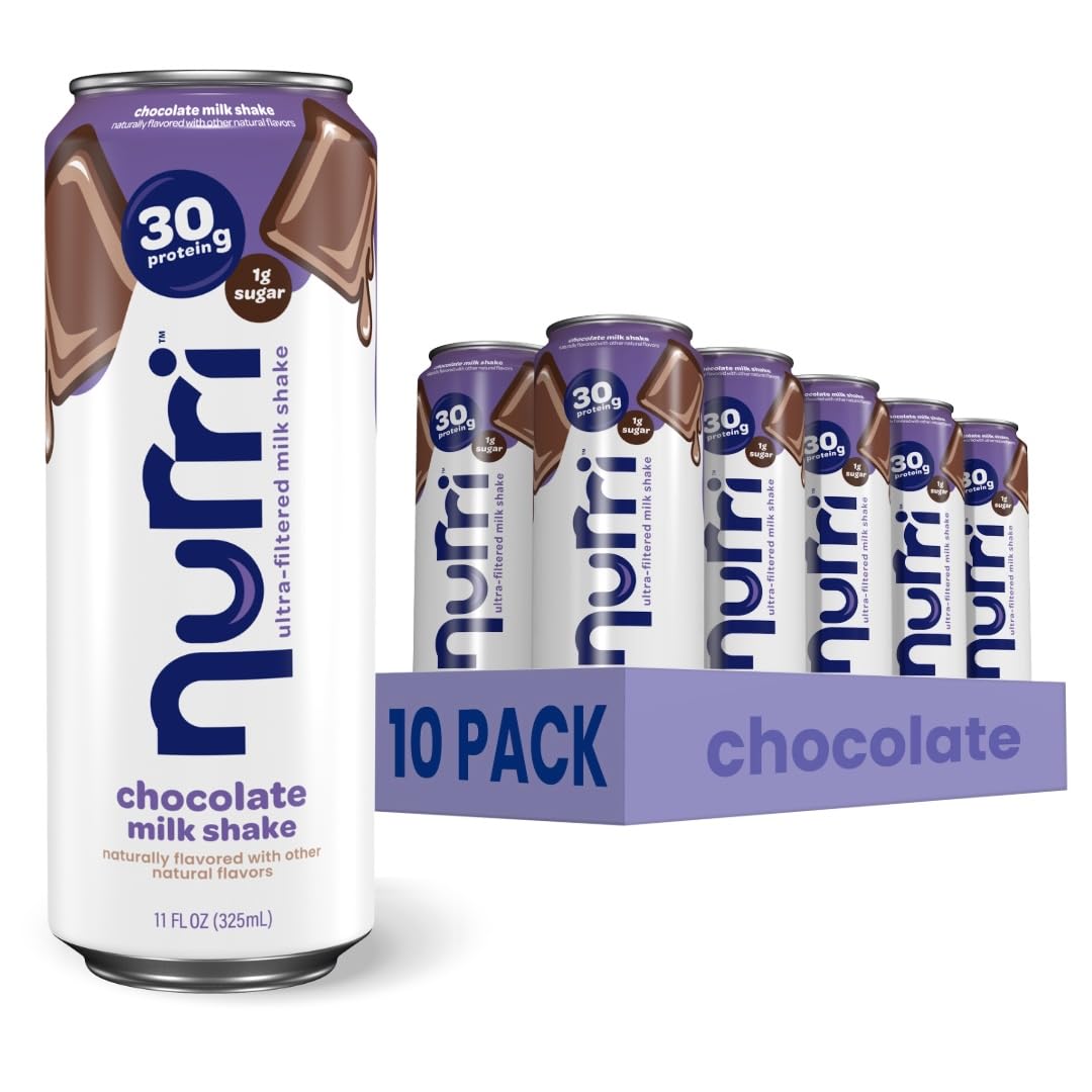 Nurri 30g Protein Ultra Filtered Milk Shake, Chocolate, 10-11 fl oz Cans | Ready to drink, Ultra-filtered milk protein, 150 calories, 1g sugar, 10 vitamins and minerals