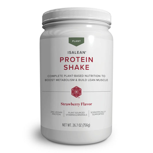 Isagenix Plant-Based IsaLean Protein Shake - Meal Replacement Drink with 24 g of Plant-Based Protein - Supports Lean Muscle Growth & Healthy Metabolism - Gluten-Free & Soy-Free - Strawberry