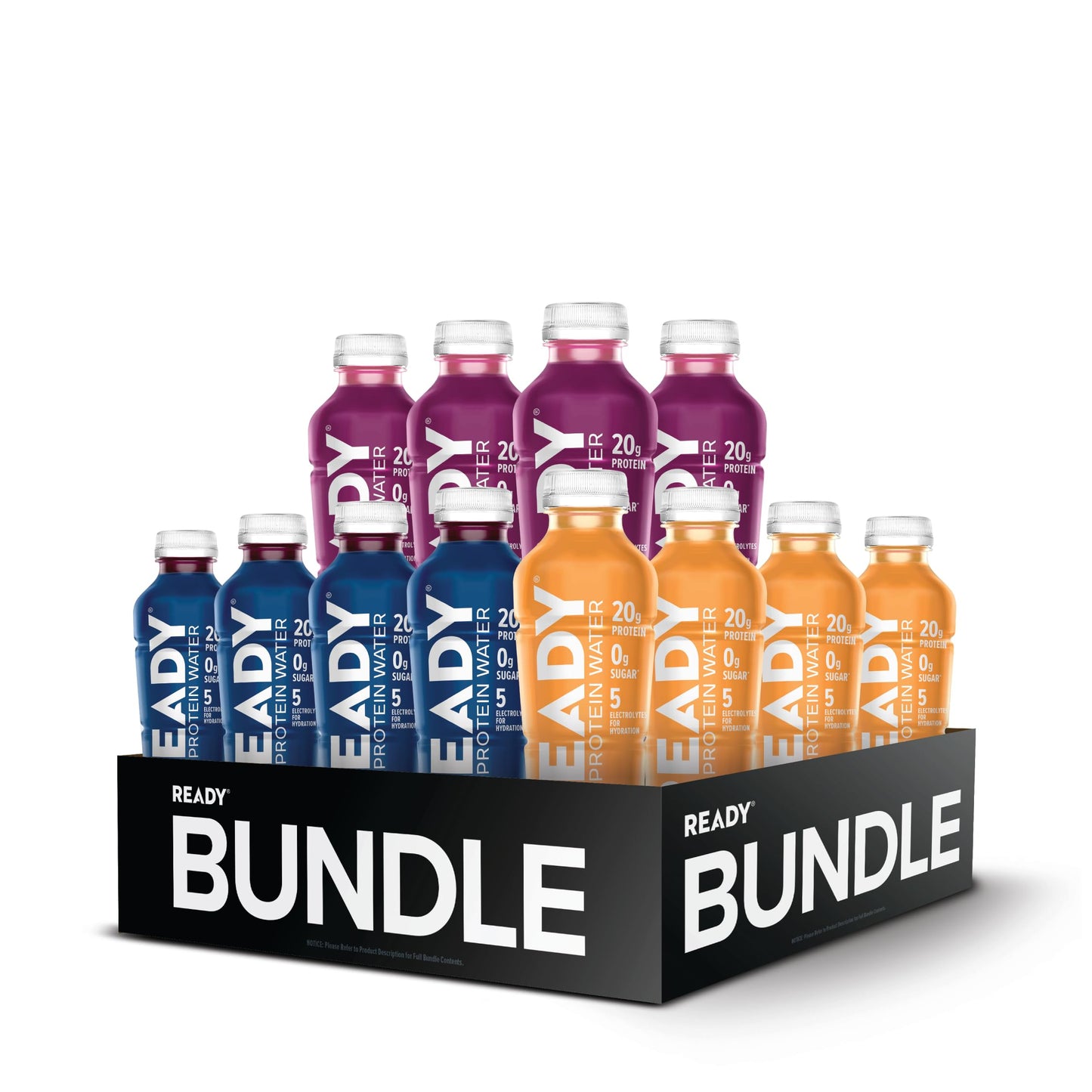 Ready Clear Protein Water, Blueberry, 20g Whey Protein Isolate, 12 Pack | Zero-sugar sports drink with electrolytes and essential amino acids for hydration and recovery, 16.9 fl oz