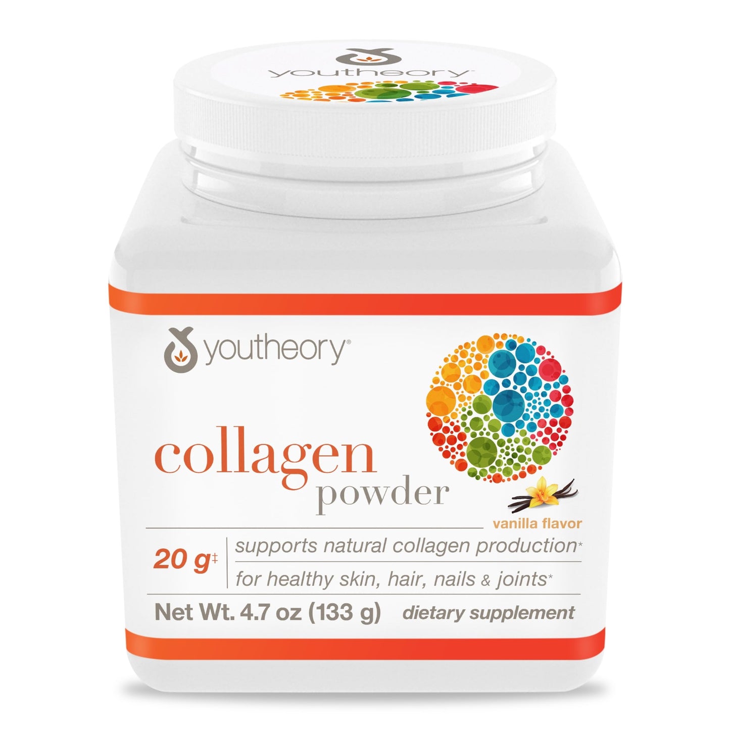 Youtheory Collagen Powder - 20 g Hydrolyzed Collagen Peptides - with Vitamin C, Biotin & Amino Acids - Supports Joint & Bone Health* - Bioavailable Nutrition - Vanilla - 20 oz (21-Day Supply)