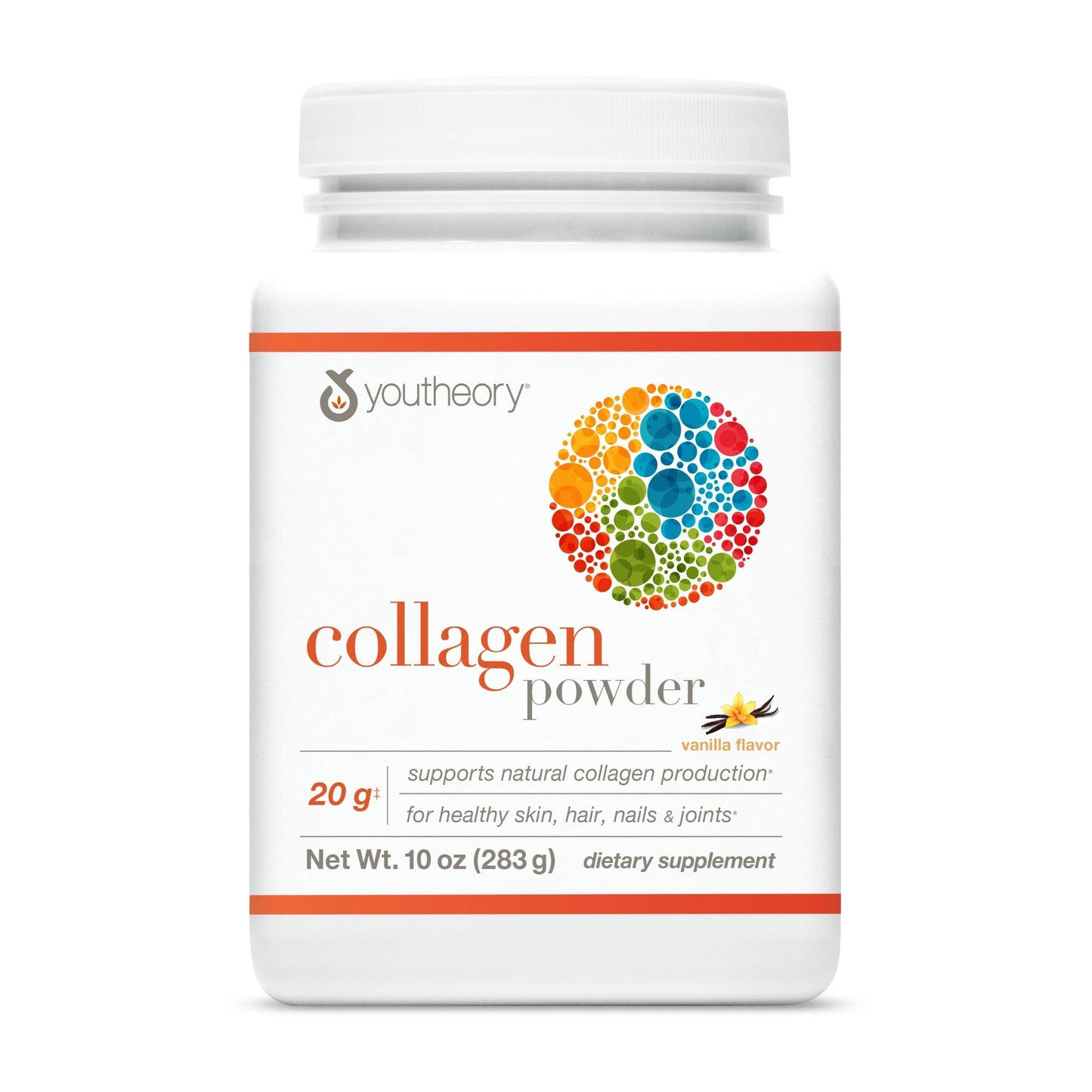 Youtheory Collagen Powder - 20 g Hydrolyzed Collagen Peptides - with Vitamin C, Biotin & Amino Acids - Supports Joint & Bone Health* - Bioavailable Nutrition - Vanilla - 20 oz (21-Day Supply)