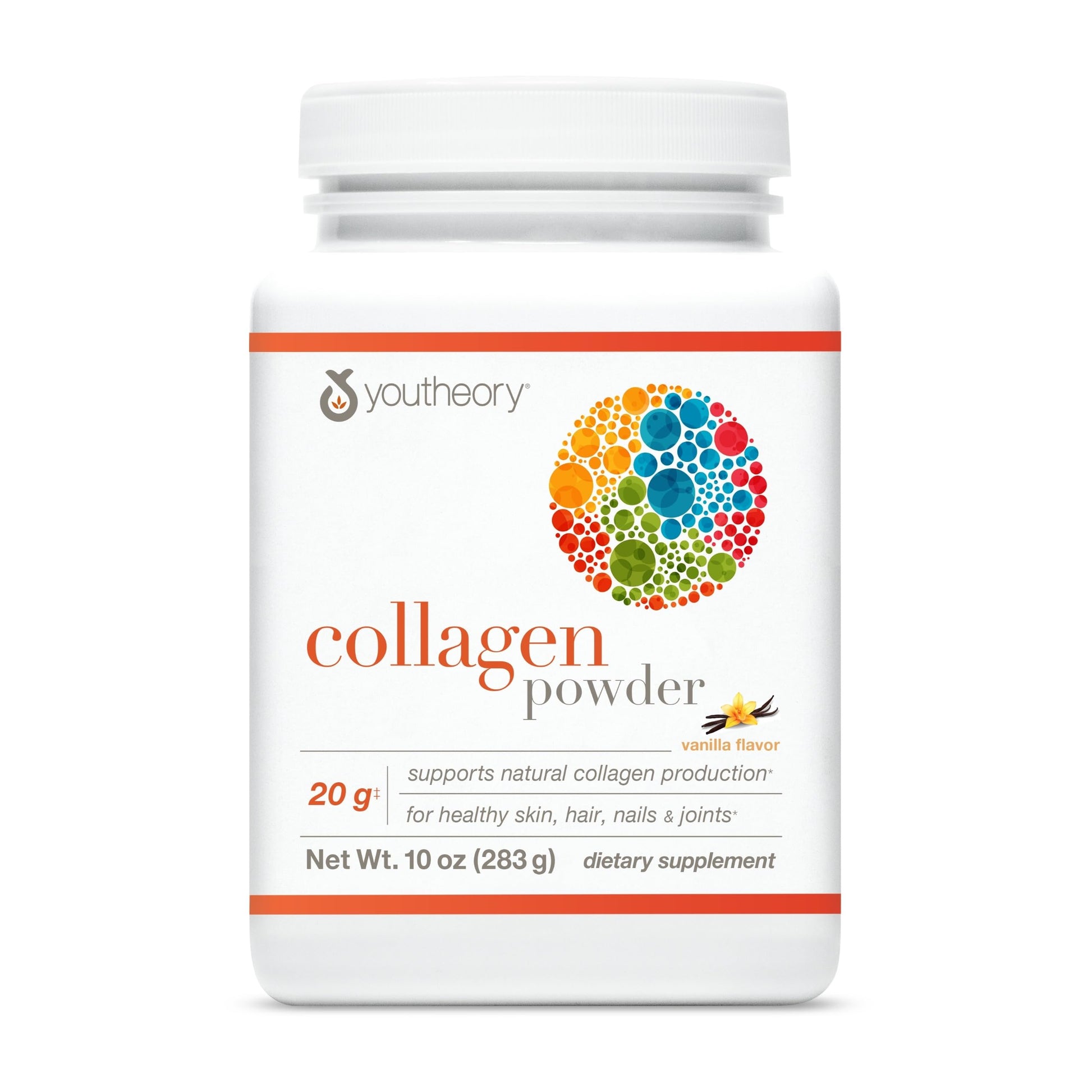 Youtheory Collagen Powder - 20 g Hydrolyzed Collagen Peptides - with Vitamin C, Biotin & Amino Acids - Supports Joint & Bone Health* - Bioavailable Nutrition - Vanilla - 20 oz (21-Day Supply)