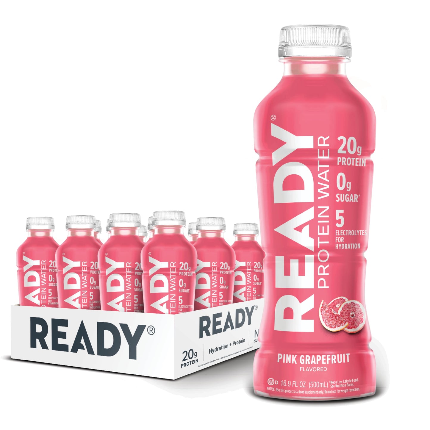 Ready Clear Protein Water, Blueberry, 20g Whey Protein Isolate, 12 Pack | Zero-sugar sports drink with electrolytes and essential amino acids for hydration and recovery, 16.9 fl oz