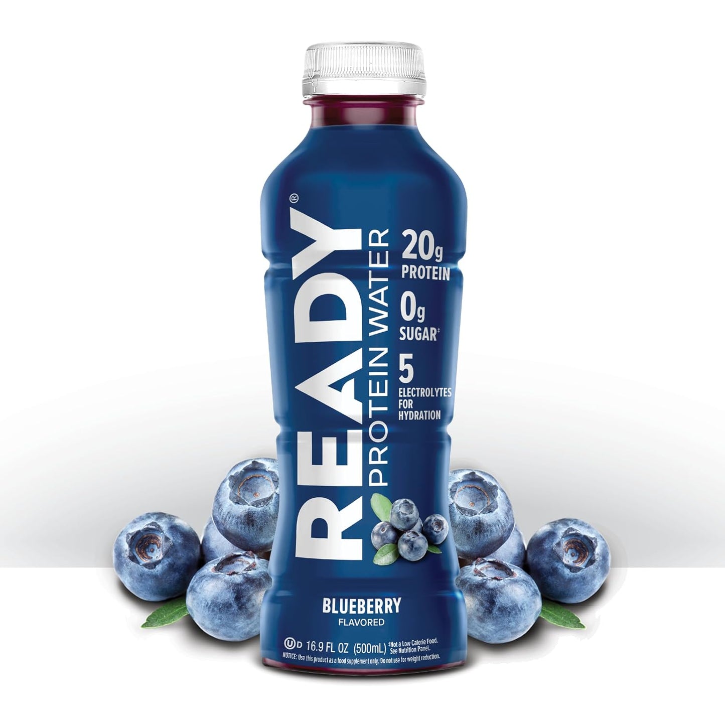 Ready Clear Protein Water, Blueberry, 20g Whey Protein Isolate, 12 Pack | Zero-sugar sports drink with electrolytes and essential amino acids for hydration and recovery, 16.9 fl oz