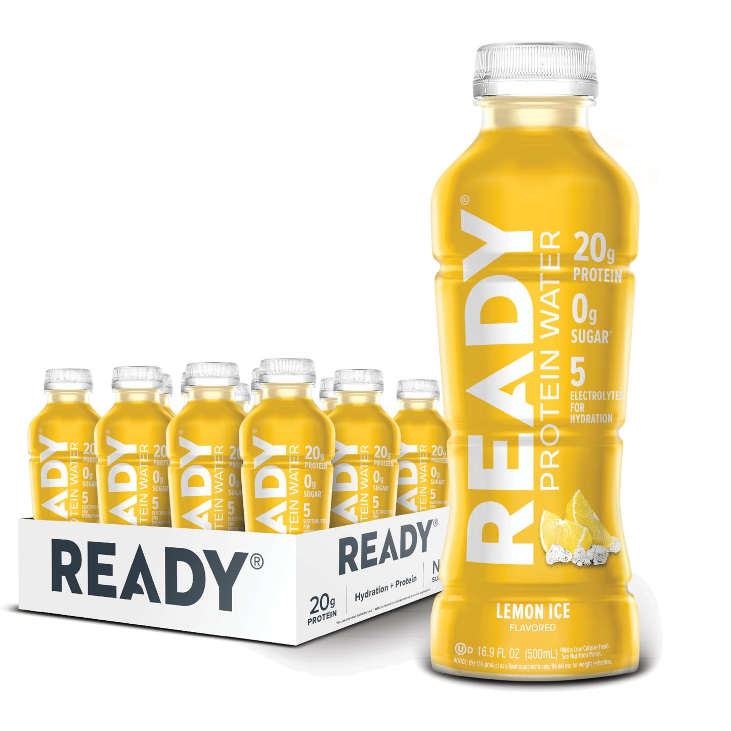 Ready Clear Protein Water, Blueberry, 20g Whey Protein Isolate, 12 Pack | Zero-sugar sports drink with electrolytes and essential amino acids for hydration and recovery, 16.9 fl oz