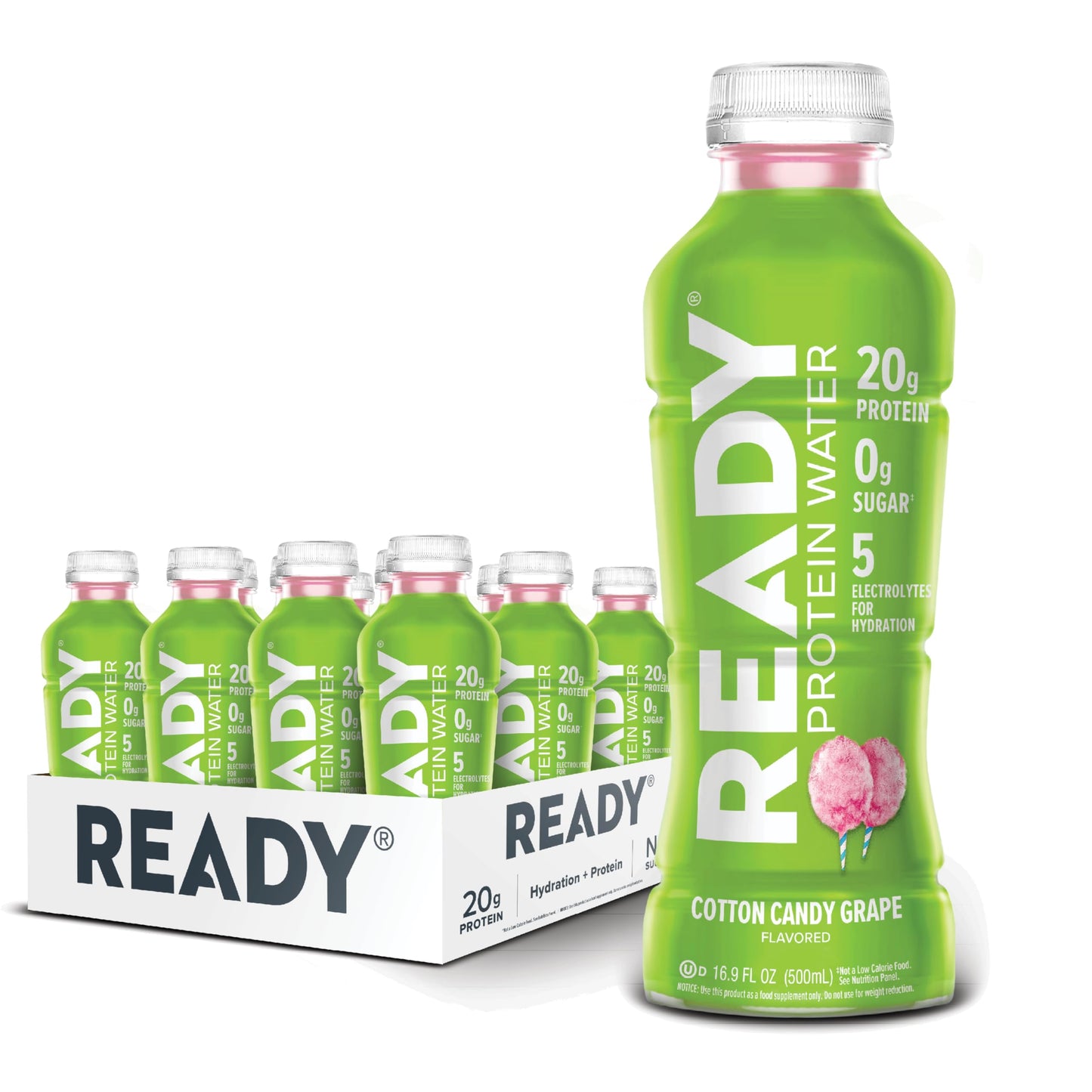 Ready Clear Protein Water, Blueberry, 20g Whey Protein Isolate, 12 Pack | Zero-sugar sports drink with electrolytes and essential amino acids for hydration and recovery, 16.9 fl oz