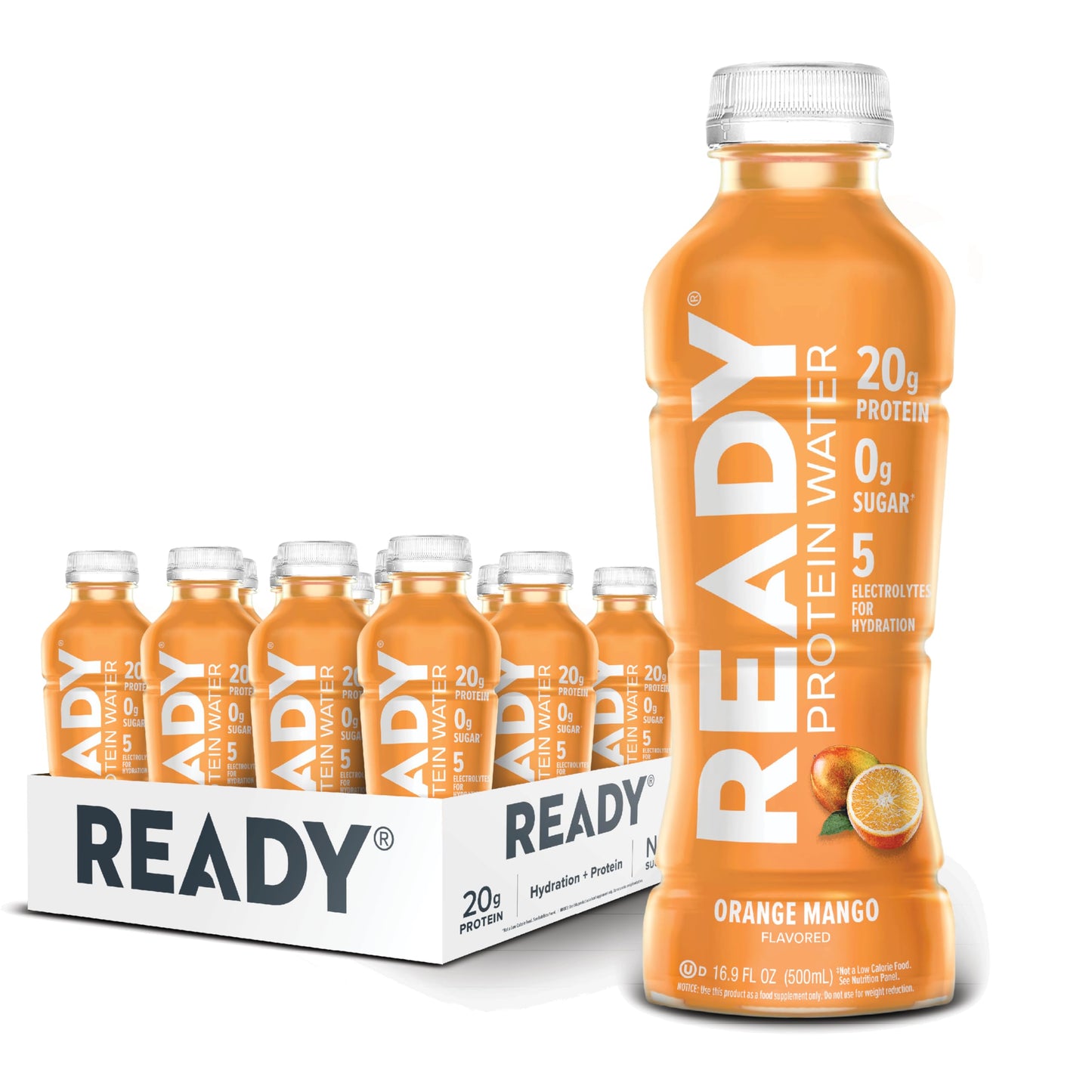 Ready Clear Protein Water, Blueberry, 20g Whey Protein Isolate, 12 Pack | Zero-sugar sports drink with electrolytes and essential amino acids for hydration and recovery, 16.9 fl oz