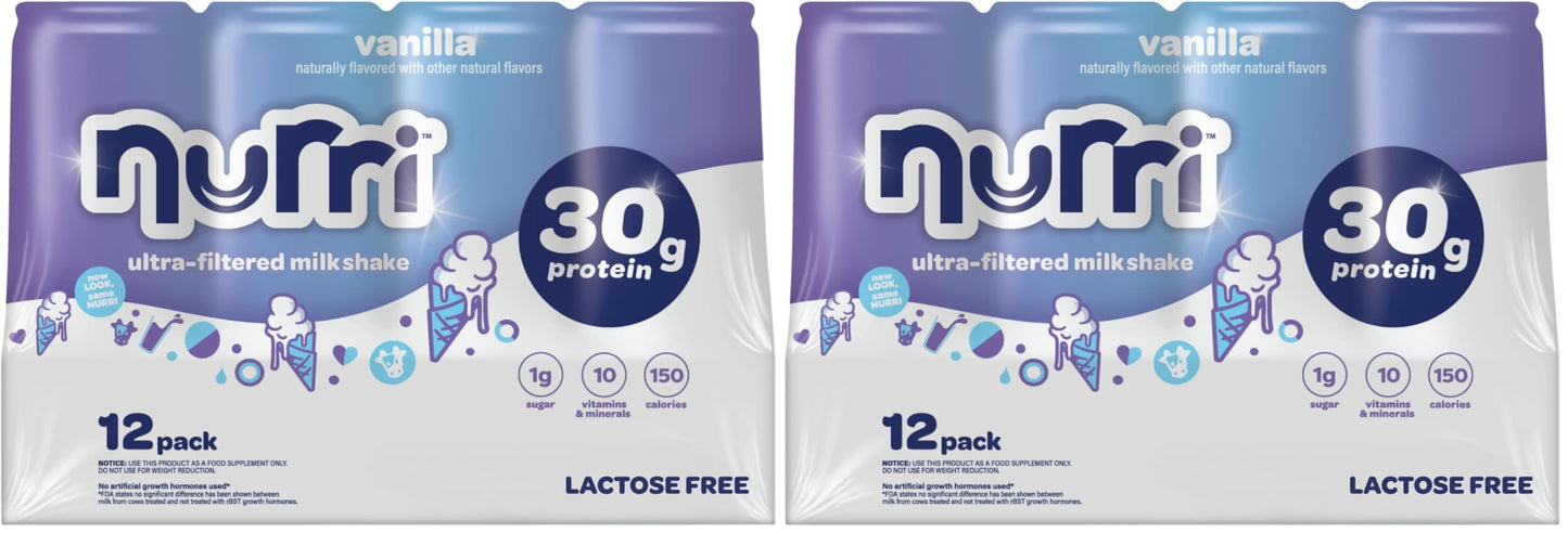 Nurri 30g Protein Ultra Filtered Milk Shake, Chocolate, 10-11 fl oz Cans | Ready to drink, Ultra-filtered milk protein, 150 calories, 1g sugar, 10 vitamins and minerals