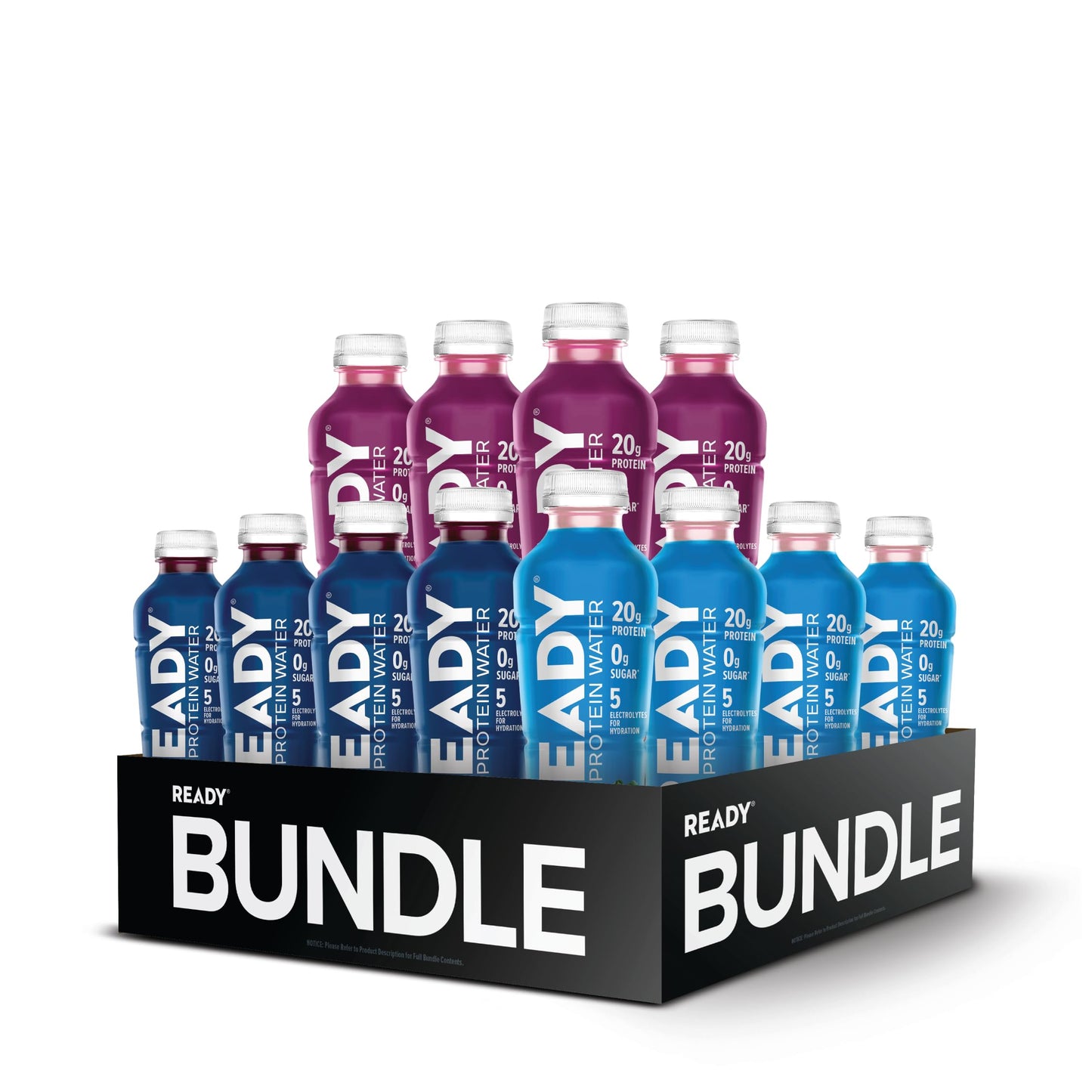 Ready Clear Protein Water, Blueberry, 20g Whey Protein Isolate, 12 Pack | Zero-sugar sports drink with electrolytes and essential amino acids for hydration and recovery, 16.9 fl oz