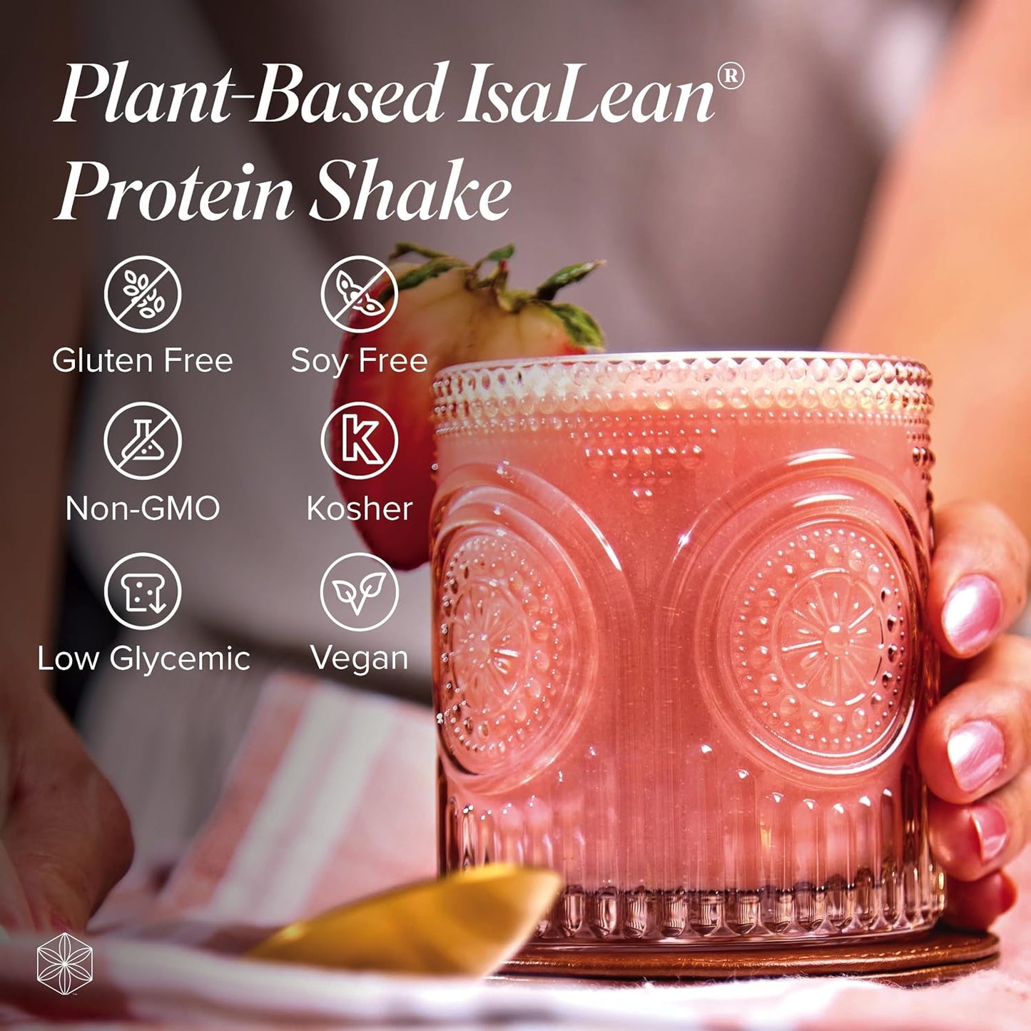Isagenix Plant-Based IsaLean Protein Shake - Meal Replacement Drink with 24 g of Plant-Based Protein - Supports Lean Muscle Growth & Healthy Metabolism - Gluten-Free & Soy-Free - Strawberry