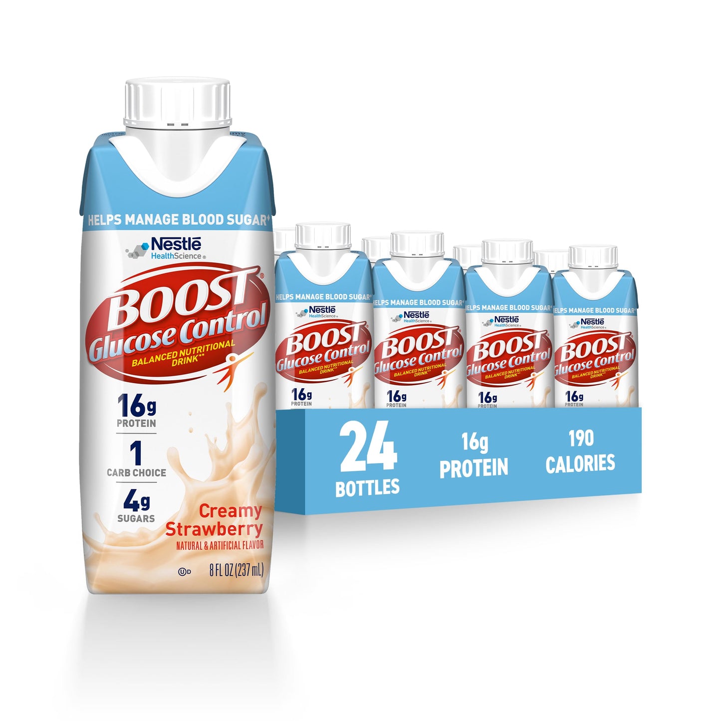 BOOST Glucose Control Ready to Drink Nutritional Drinks with Extra Nutrient Support Drink, Rich Chocolate, 8 Fl Oz, Pack of 24
