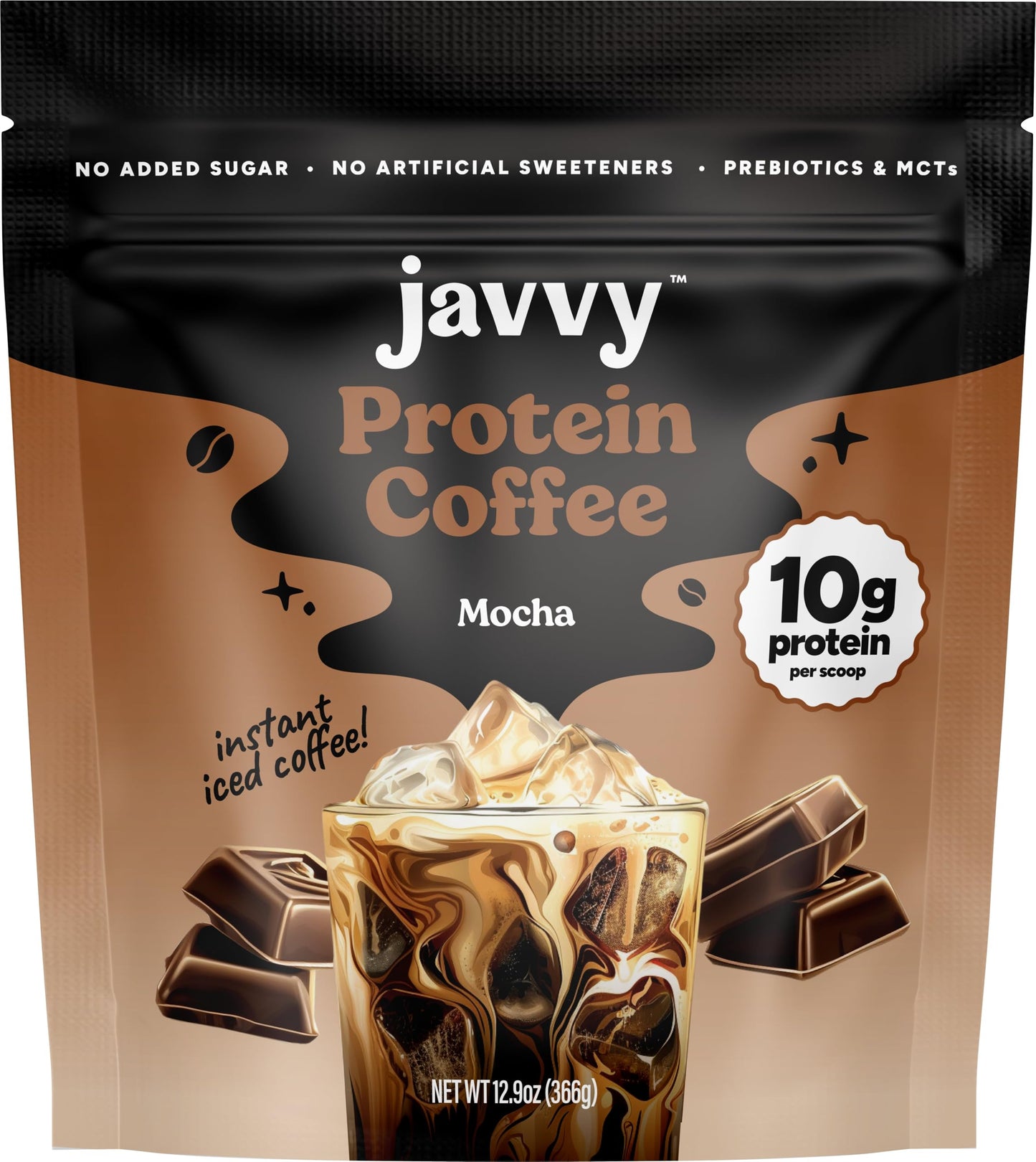 Javvy Protein Coffee for Cold Brew & Iced Coffee, Caramel Latte | 10g Whey Protein, 100% Natural Cold Brew, Zero Artificial Flavors & Sweeteners, 80mg Caffeine, No Added Sugar