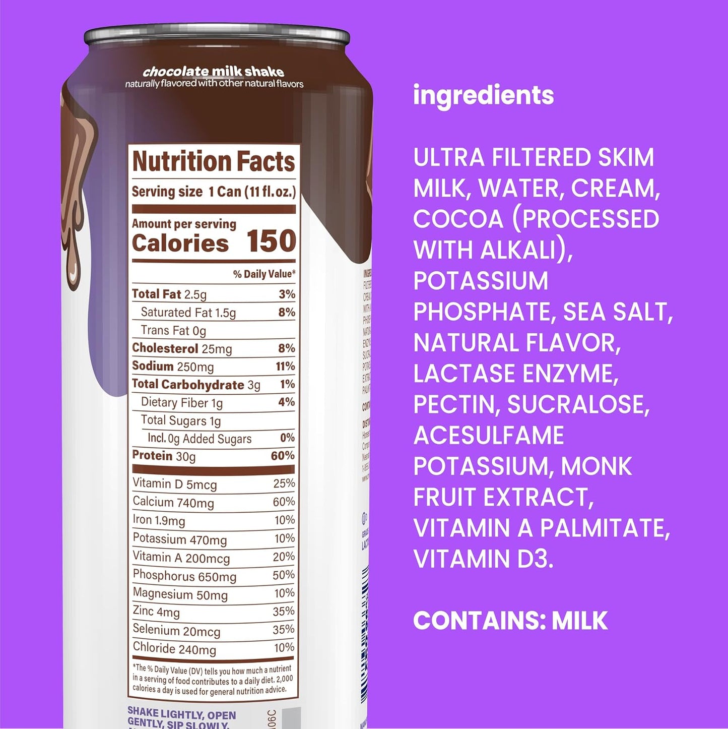 Nurri 30g Protein Ultra Filtered Milk Shake, Chocolate, 10-11 fl oz Cans | Ready to drink, Ultra-filtered milk protein, 150 calories, 1g sugar, 10 vitamins and minerals