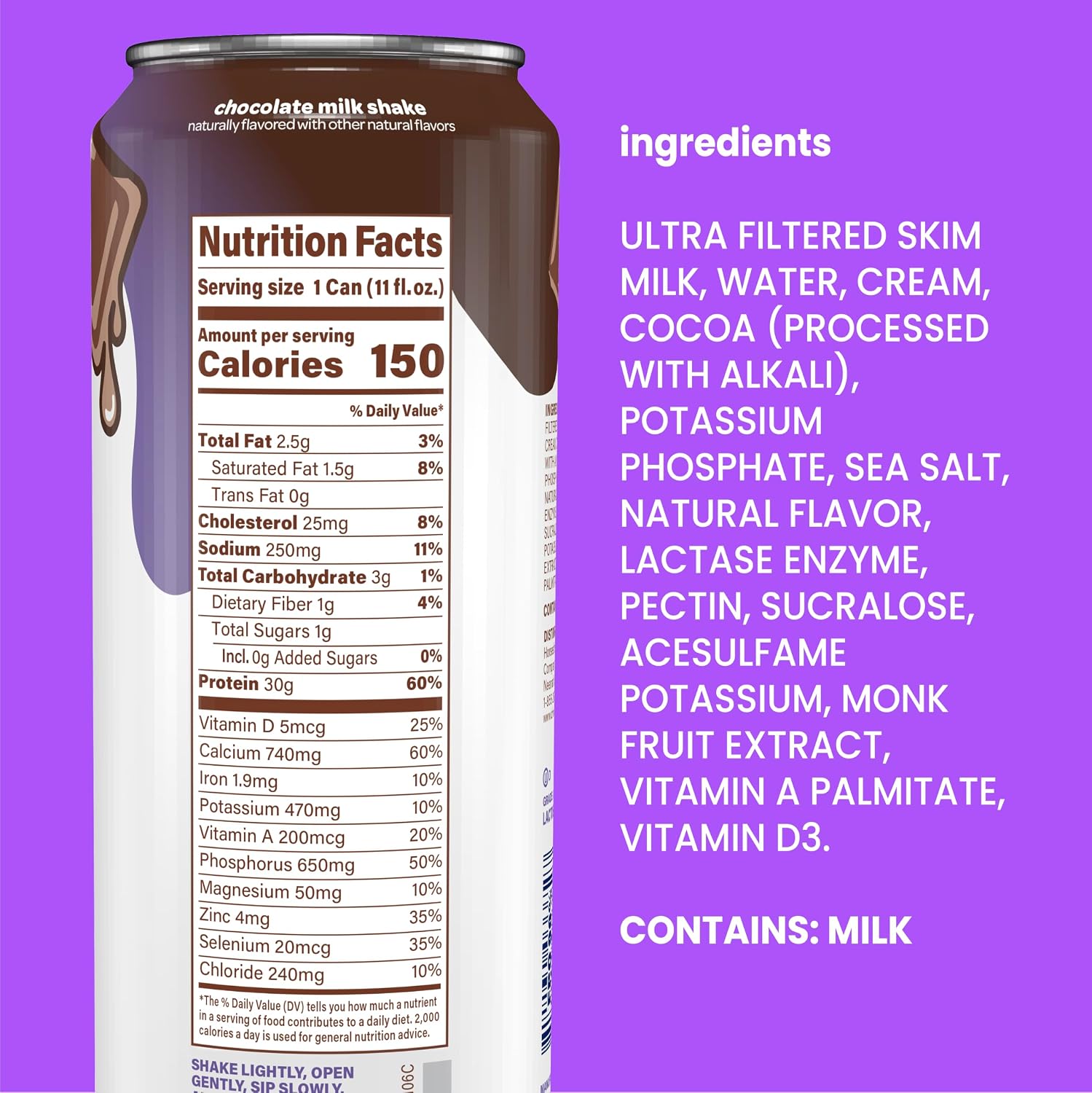 Nurri 30g Protein Ultra Filtered Milk Shake, Chocolate, 10-11 fl oz Cans | Ready to drink, Ultra-filtered milk protein, 150 calories, 1g sugar, 10 vitamins and minerals