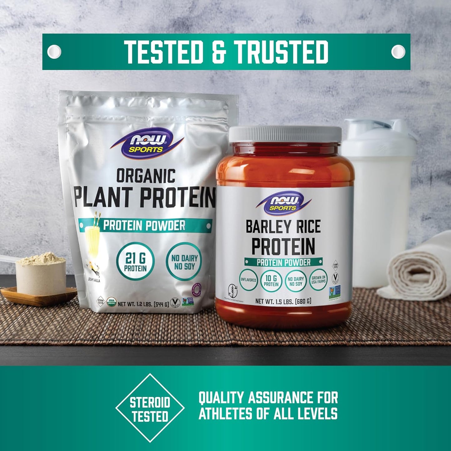 NOW Foods Sports Nutrition, Plant Protein Complex 22 g, Creamy Vanilla Powder, 2-Pound